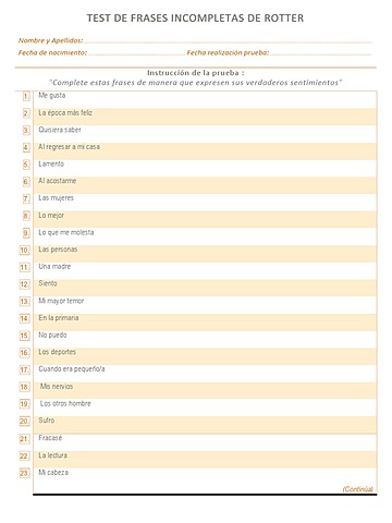 Protocolo de frases incompletas de Rotter