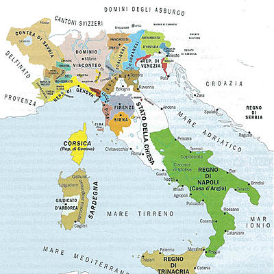 Timeline: Formazione degli Stati regionali dalla pace di Caltabellotta alla pace di Lodi
