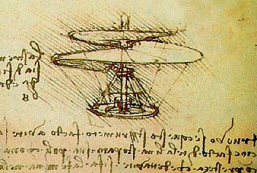 tornillo aereo hecho por Da Vinci