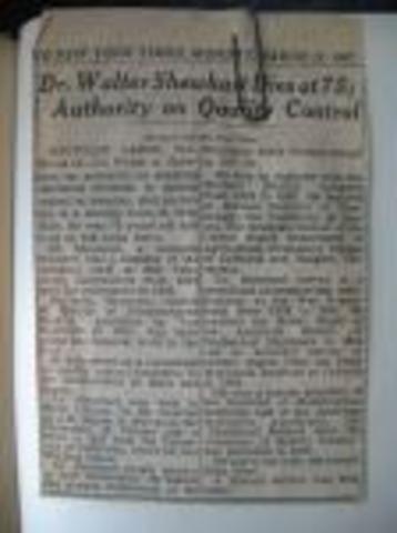 Shewart publica "Metodos Estadisticos"