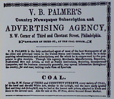 Primera agencia de publicidad ,con el nombre de Volney Palmer en Filadelfia .(EEUU)