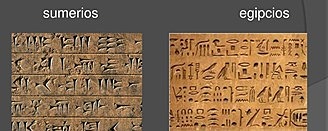 sUrgen los inicios de la escritura,  en Sumeria la cuneiforme y en Egipto la jeroglífica. (Ruiz, 2003)