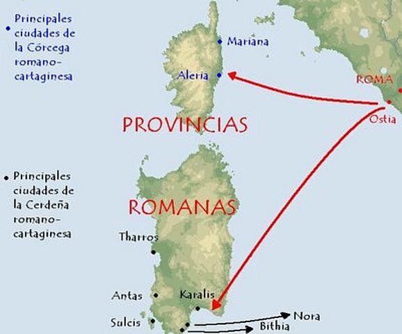 Córcega y Cerdeña, provincias de Roma.