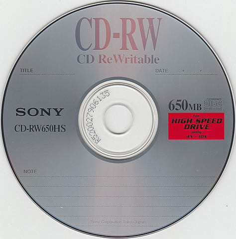 Sony 700 MB CD-RW disc  Compact Disc-ReWritable (CD-RW)
