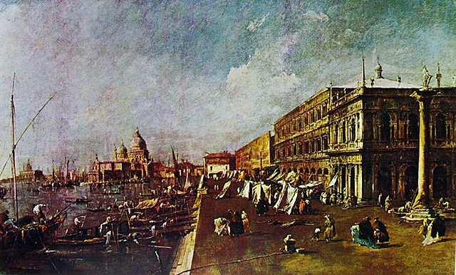 Il molo con la libreria e la Chiesa della Salute