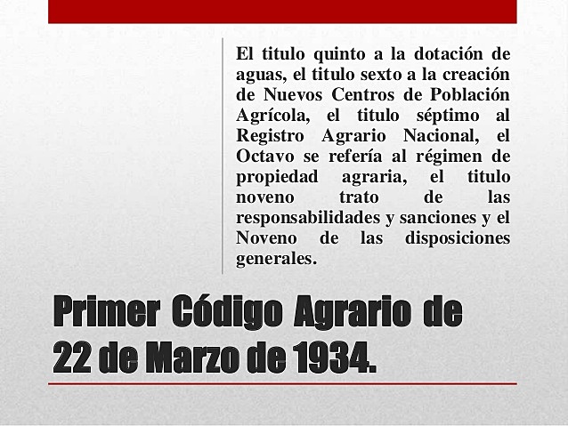 PRIMER CODIGO AGRARIO