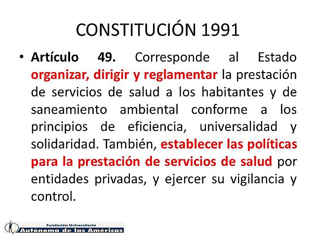 Constitución Política de 1991, artículo 49.