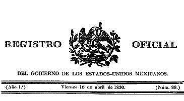 Ley de Colonización del primero de abril de 1830