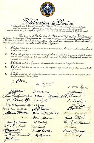 Primera Declaración de los derechos del niño - Ginebra