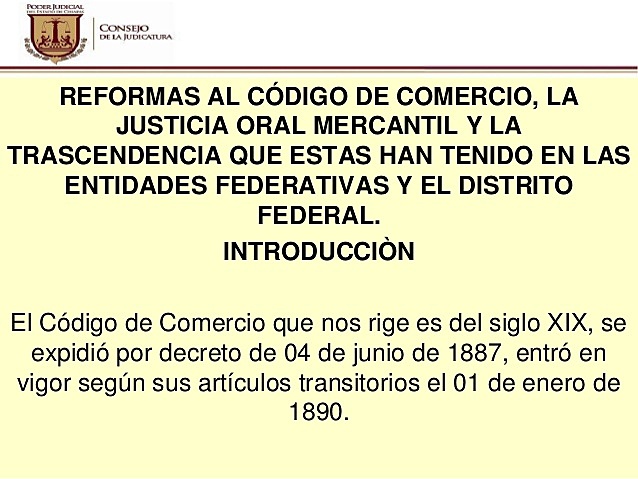 Reforma al Código de Comercio vigente del 24 de mayo de 1996