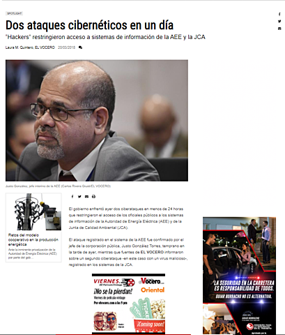 Dos ataques cibernéticos en un día