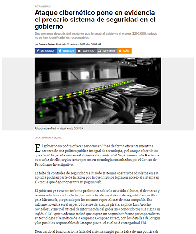 Ataque cibernético pone en evidencia el precario sistema de seguridad en el gobierno