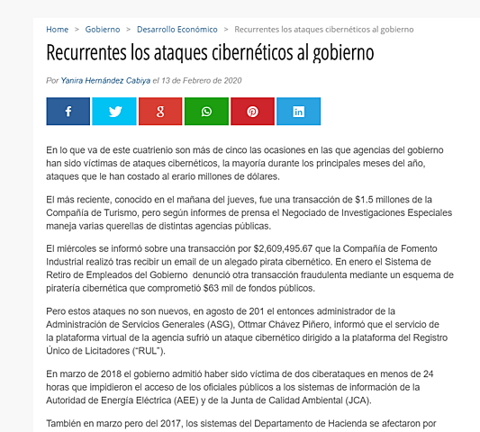 Recurrentes los ataques cibernéticos al gobierno