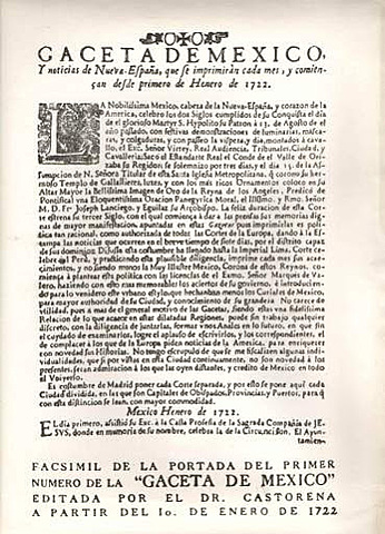 Gaceta de México y noticias de Nueva Esapaña