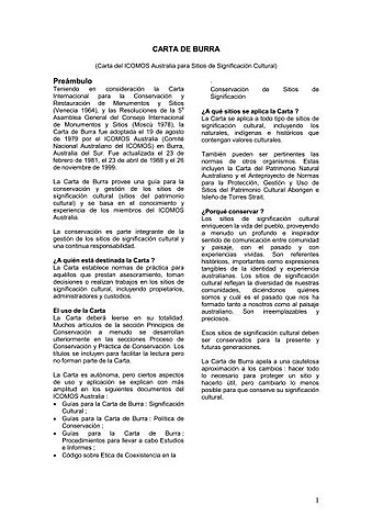 CARTA DE BURRA, ICOMOS