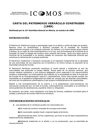 Carta del patrimonio vernáculo construido, México