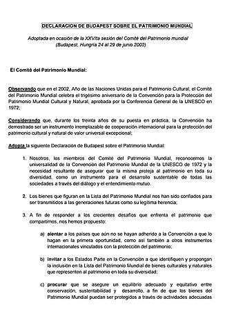 Declaración de Budapest sobre el patrimonio mundial