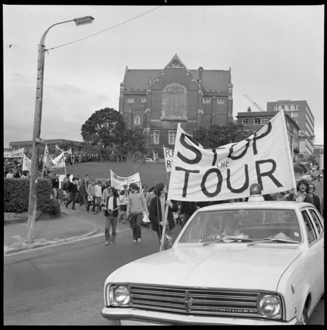 Anti-tour protest in Molesworth Street in Wellington