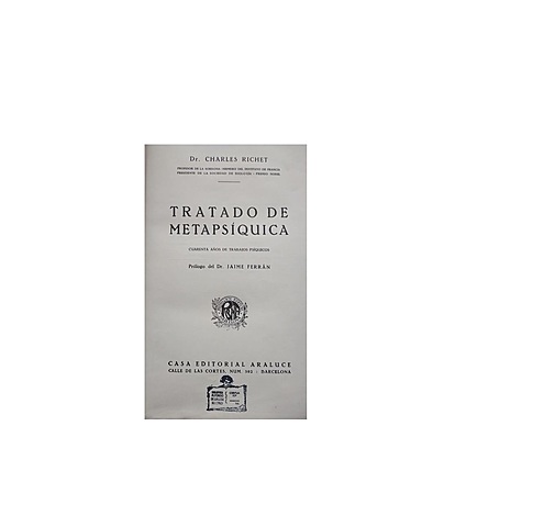 Richet, libro "Tratado de metapsíquica"