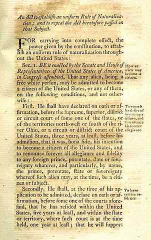 (Choice Event) The Naturalization Act of 1795