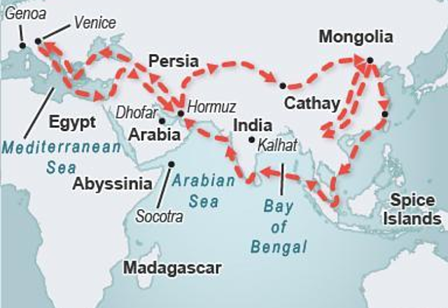Marco Polo travels to the East