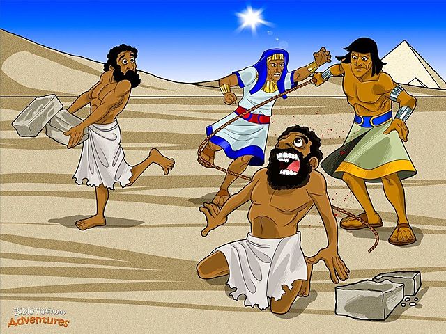 Hebrews escape from Egypt (under Moses)