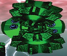 Broca bicónica con chorros extendidos.