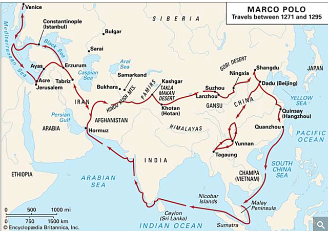 Marco Polo travels to the east