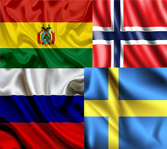 Bolivia, Noruega, Suecia y Rusia