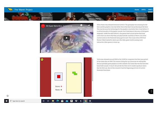 Wrote a code for Tetris on a website