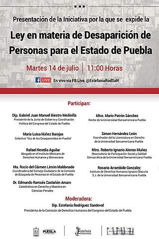 LEY DE MATERIA DE DESAPARICIÓN DE PERSONAS PARA EL ESTADO DE PUEBLA