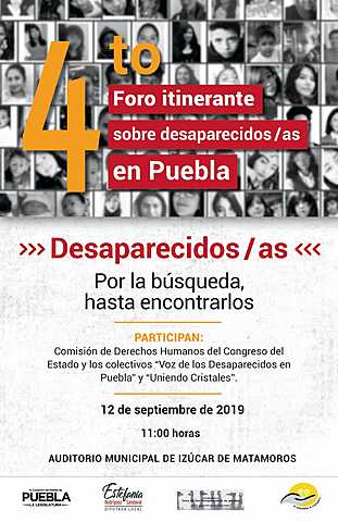 4er FORO ITINERANTE SOBRE DESAPARECIDOS EN PUEBLA