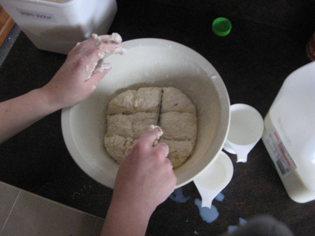 Cut into 9 even-sized pieces.