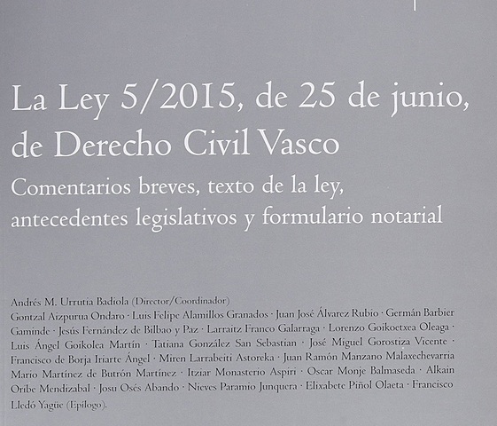 Ley 5/2015 del 25 junio, de Derecho Civil Vasco