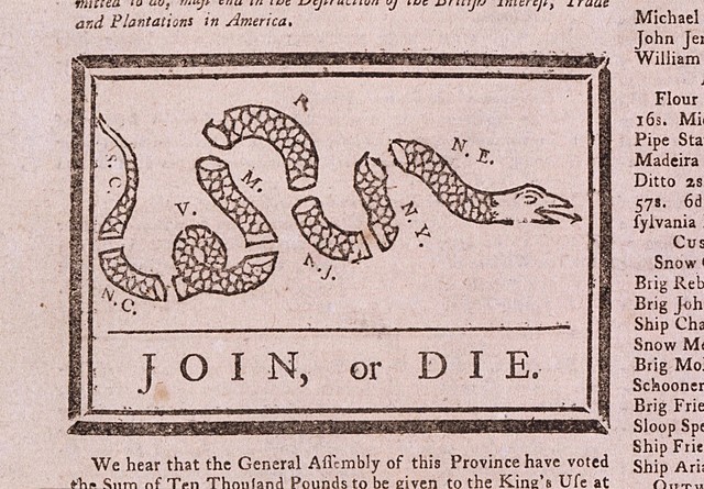 Join or Die. Franklin's political cartoon