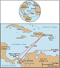 Vasco Nunez de balboa: sponsored by the country of Spain