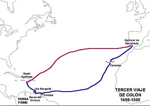 TERCER VIAJE DE COLON, POR PRIMERA VEZ PISA TIERRA EN EL CONTINENTE SUDAMERICANO