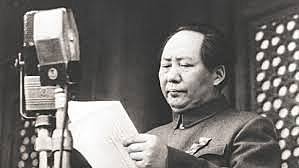 The People's Republic of China is proclaimed, with Mao (president).