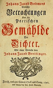 “Fortsetzung Der Critischen Dichtkunst” de Breitinger