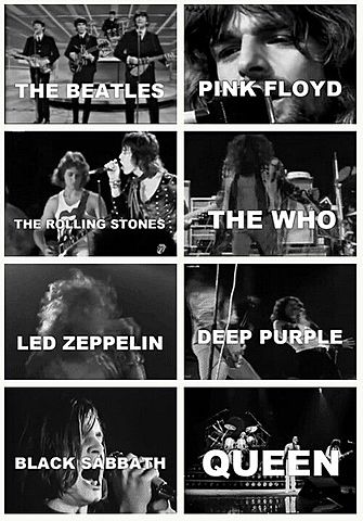 The Beatles, The Rolling Stones, Led Zepelin, Pink Floid