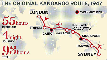 Qantas comenzó a operar su primera ruta Kangaroo