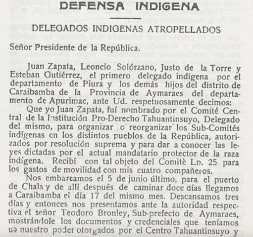 Boletín de Defensa Indígena y el Diário Labor