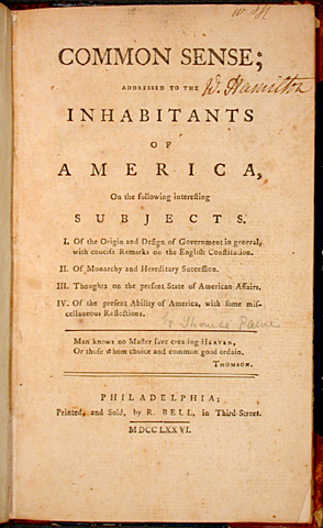 Thomas Paine publishes "Common Sense"
