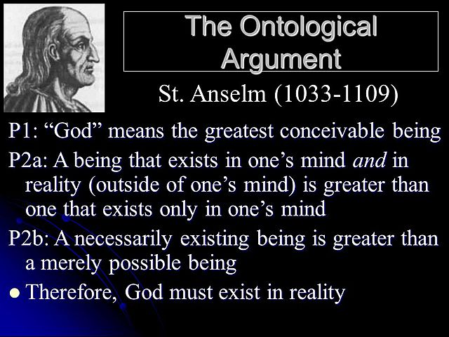 Anselm includes in his Proslogion his famous 'ontological proof' of the existence of God.