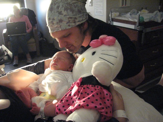 My daughter arrives.