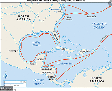 Amerigo Vespucci sailed to the northern part of South America