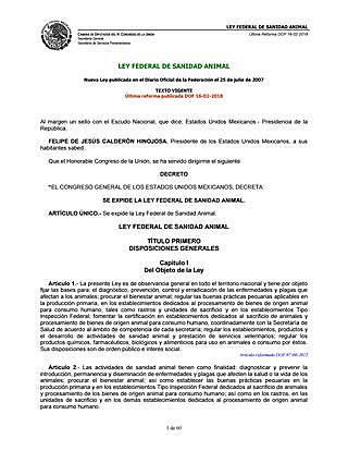 Ley Federal de Sanidad Animal