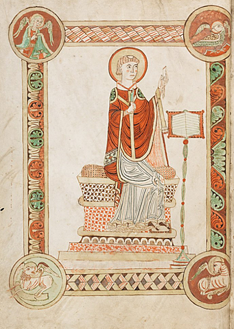 The Venerable Bede, in his monastery at Jarrow, completes his history of the English church and people