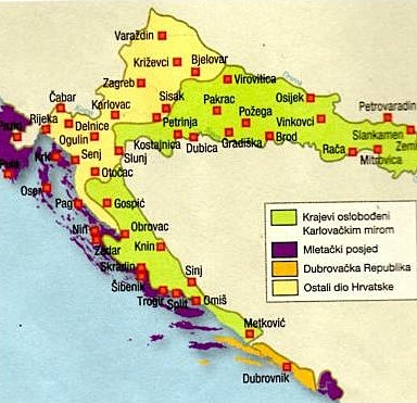 Oslobođene hrvatske zemlje krajem 17. stoljeća