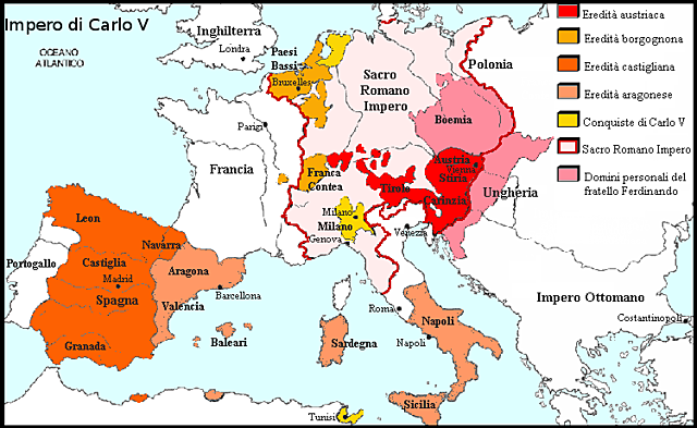 carlo V divide l'impero romano